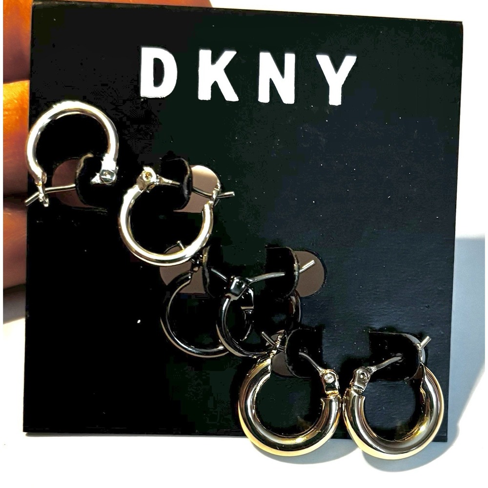 New,‎ DKNY 3 prs Hoop Style Earrings